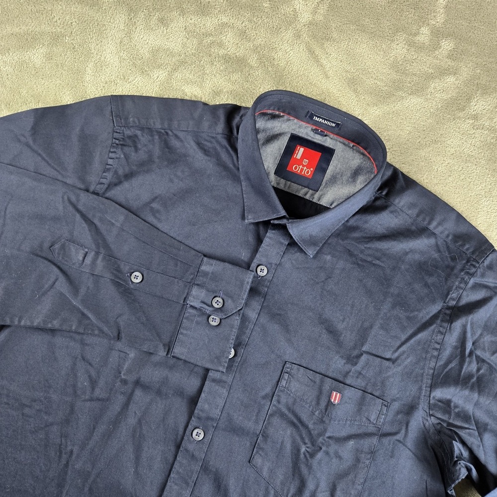 Otto Impanion Shirt Mens Large Navy Blue Long Sleeve Career Smart Casual NEW